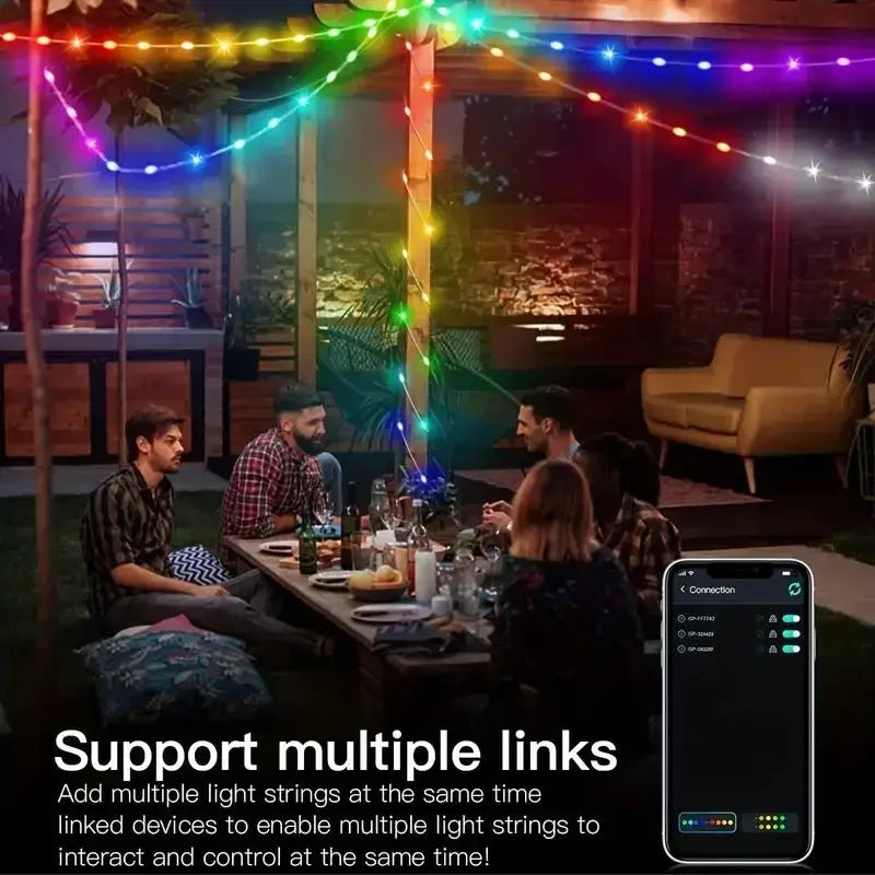 "Christmas lights"
"Bluetooth fairy lights"
"Sound activated lights"
"Waterproof LED string lights"
"DIY ambient lighting"
"Holiday decoration lights"
"Music sync lights"
"Smart LED Christmas lights"
"Outdoor and indoor fairy lights"
"RGB copper string lights"