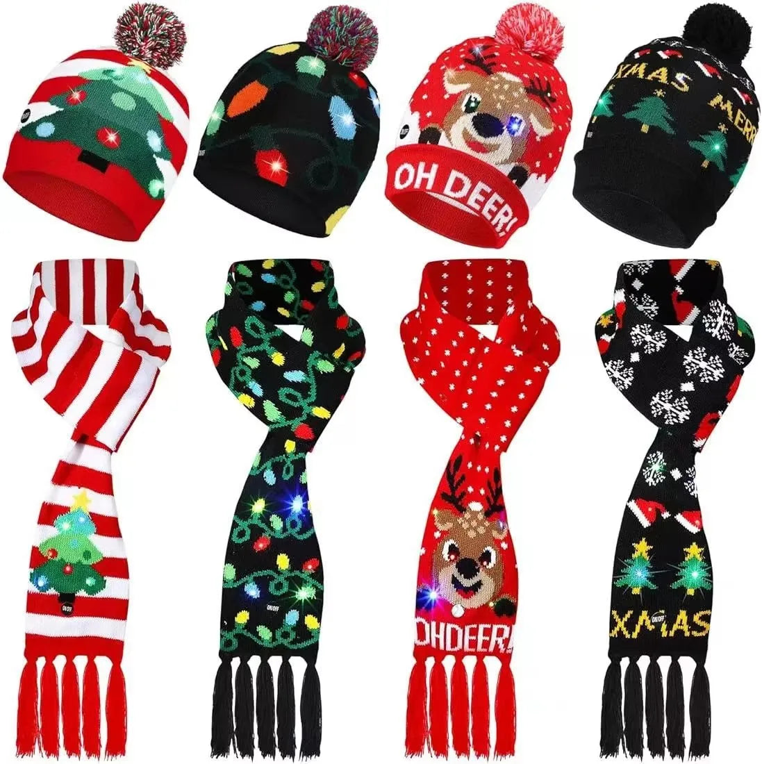 "LED Christmas""Hat and Scarf Set""Colorful Knitted Winter Accessories""for Kids, Women & Men""Holiday Gift"christmas gifts""christmas decorations""holiday shopping""christmas deals""stocking stuffers""christmas tree""last‑minute christmas gifts"