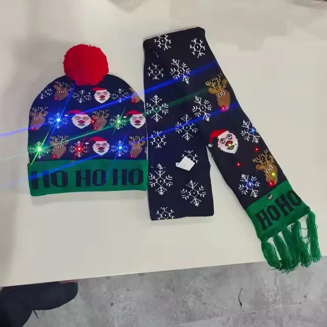 "LED Christmas""Hat and Scarf Set""Colorful Knitted Winter Accessories""for Kids, Women & Men""Holiday Gift"christmas gifts""christmas decorations""holiday shopping""christmas deals""stocking stuffers""christmas tree""last‑minute christmas gifts"