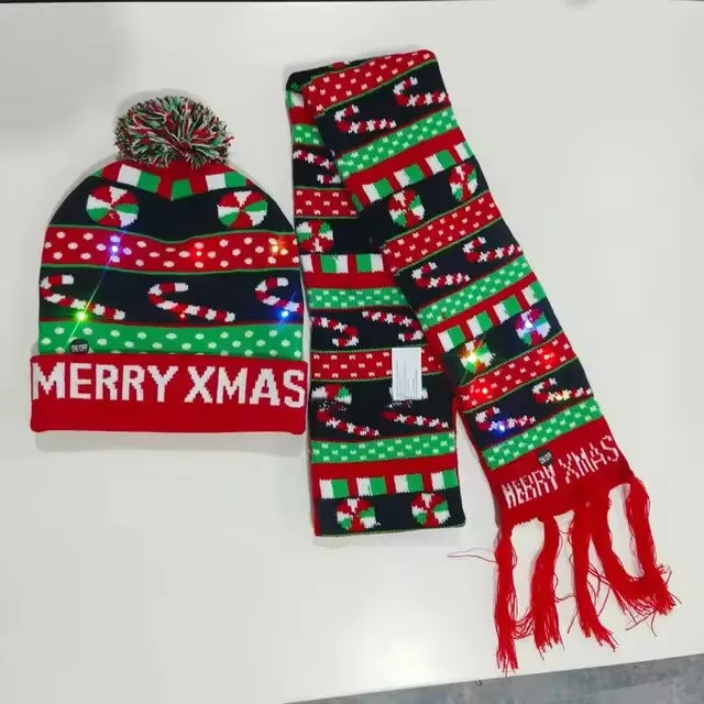 "LED Christmas""Hat and Scarf Set""Colorful Knitted Winter Accessories""for Kids, Women & Men""Holiday Gift"christmas gifts""christmas decorations""holiday shopping""christmas deals""stocking stuffers""christmas tree""last‑minute christmas gifts"