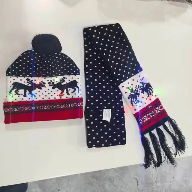 "LED Christmas""Hat and Scarf Set""Colorful Knitted Winter Accessories""for Kids, Women & Men""Holiday Gift"christmas gifts""christmas decorations""holiday shopping""christmas deals""stocking stuffers""christmas tree""last‑minute christmas gifts"