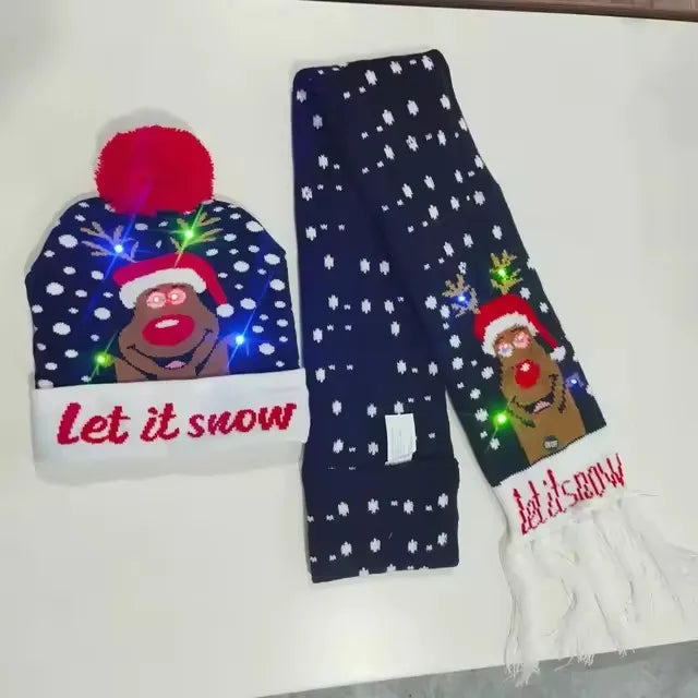 "LED Christmas""Hat and Scarf Set""Colorful Knitted Winter Accessories""for Kids, Women & Men""Holiday Gift"christmas gifts""christmas decorations""holiday shopping""christmas deals""stocking stuffers""christmas tree""last‑minute christmas gifts"