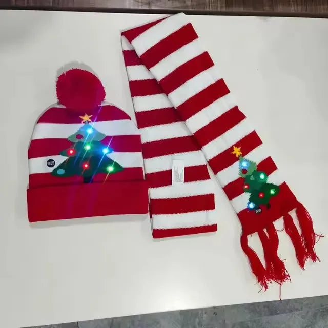 "LED Christmas""Hat and Scarf Set""Colorful Knitted Winter Accessories""for Kids, Women & Men""Holiday Gift"christmas gifts""christmas decorations""holiday shopping""christmas deals""stocking stuffers""christmas tree""last‑minute christmas gifts"