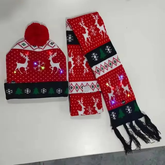 "LED Christmas""Hat and Scarf Set""Colorful Knitted Winter Accessories""for Kids, Women & Men""Holiday Gift"christmas gifts""christmas decorations""holiday shopping""christmas deals""stocking stuffers""christmas tree""last‑minute christmas gifts"