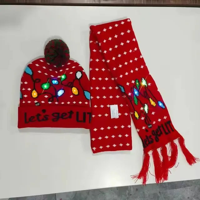 "LED Christmas""Hat and Scarf Set""Colorful Knitted Winter Accessories""for Kids, Women & Men""Holiday Gift"christmas gifts""christmas decorations""holiday shopping""christmas deals""stocking stuffers""christmas tree""last‑minute christmas gifts"