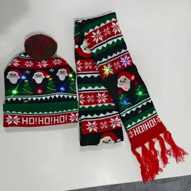 "LED Christmas""Hat and Scarf Set""Colorful Knitted Winter Accessories""for Kids, Women & Men""Holiday Gift"christmas gifts""christmas decorations""holiday shopping""christmas deals""stocking stuffers""christmas tree""last‑minute christmas gifts"
