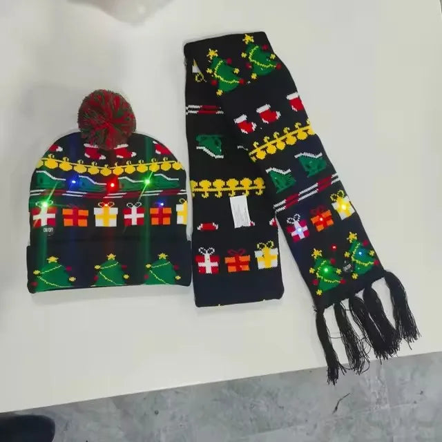 "LED Christmas""Hat and Scarf Set""Colorful Knitted Winter Accessories""for Kids, Women & Men""Holiday Gift"christmas gifts""christmas decorations""holiday shopping""christmas deals""stocking stuffers""christmas tree""last‑minute christmas gifts"
