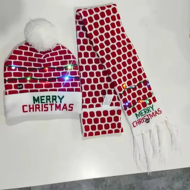 "LED Christmas""Hat and Scarf Set""Colorful Knitted Winter Accessories""for Kids, Women & Men""Holiday Gift"christmas gifts""christmas decorations""holiday shopping""christmas deals""stocking stuffers""christmas tree""last‑minute christmas gifts"