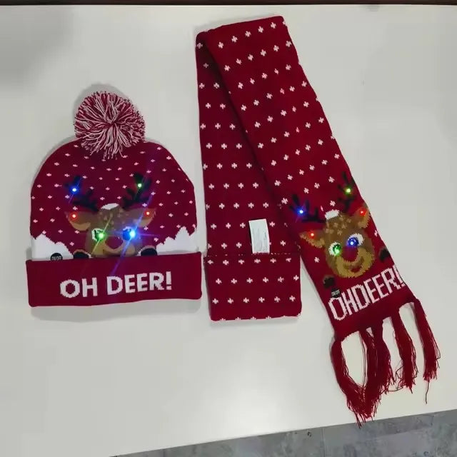 "LED Christmas""Hat and Scarf Set""Colorful Knitted Winter Accessories""for Kids, Women & Men""Holiday Gift"christmas gifts""christmas decorations""holiday shopping""christmas deals""stocking stuffers""christmas tree""last‑minute christmas gifts"