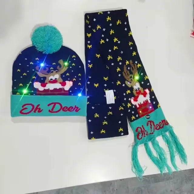 "LED Christmas""Hat and Scarf Set""Colorful Knitted Winter Accessories""for Kids, Women & Men""Holiday Gift"christmas gifts""christmas decorations""holiday shopping""christmas deals""stocking stuffers""christmas tree""last‑minute christmas gifts"