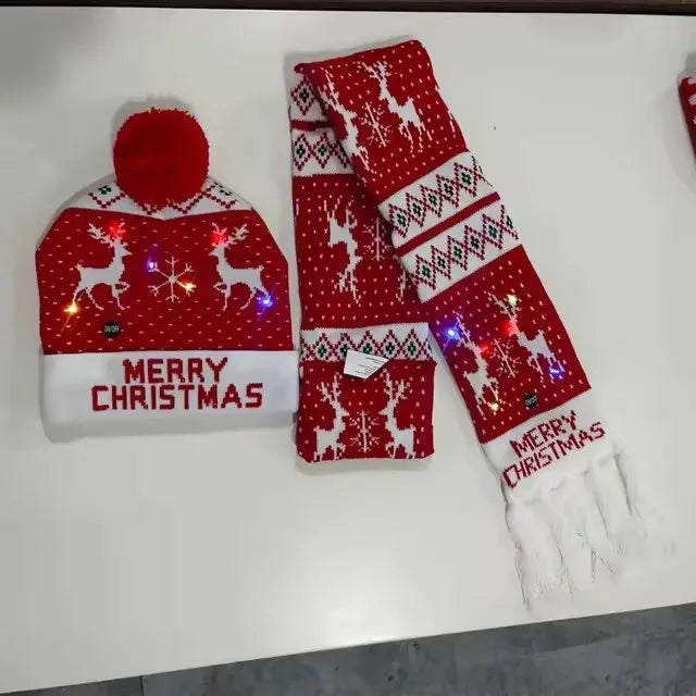 "LED Christmas""Hat and Scarf Set""Colorful Knitted Winter Accessories""for Kids, Women & Men""Holiday Gift"christmas gifts""christmas decorations""holiday shopping""christmas deals""stocking stuffers""christmas tree""last‑minute christmas gifts"